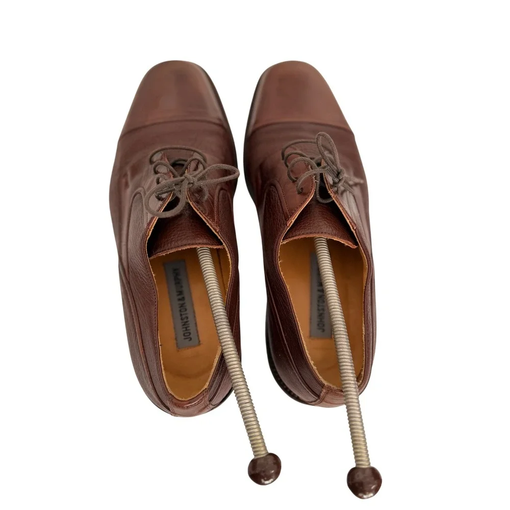 Johnston & Murphy Mens Brown Leather Cap Toe Derby Shoes Italy 15-15000 10 M